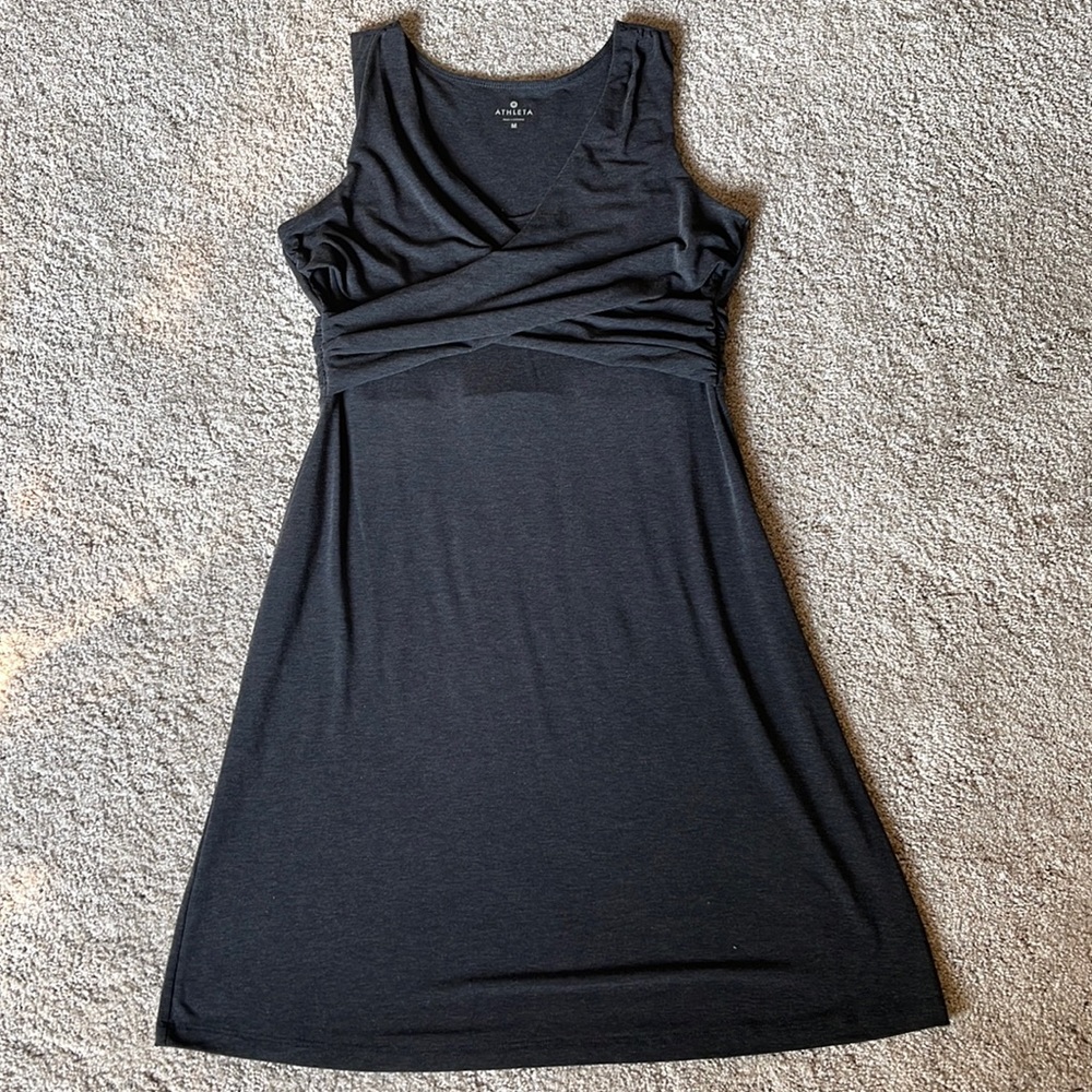 Athleta Dark Grey Fitted Sleeveless Dress. M